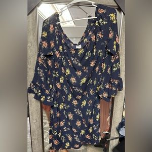 Long sleeve flutter dress